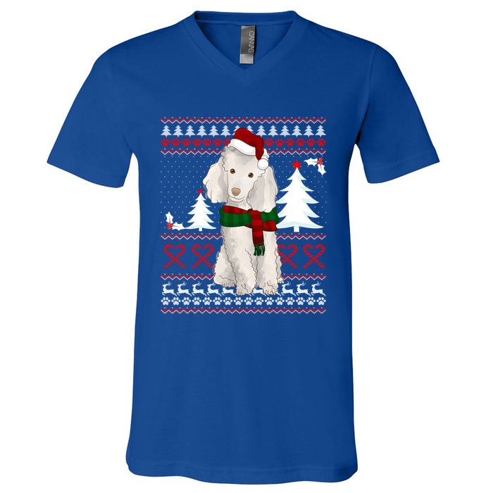 Ugly Sweater Christmas Poodle Christmas Cute Gift V-Neck T-Shirt