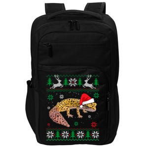 Ugly Sweater Christmas Leopard Gecko Lover Santa Hat Animals Gift Impact Tech Backpack