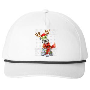 Ugly Sweater Christmas Lights Schnauzer Dog Puppy Lover Snapback Five-Panel Rope Hat