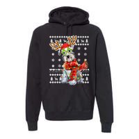 Ugly Sweater Christmas Lights Schnauzer Dog Puppy Lover Premium Hoodie