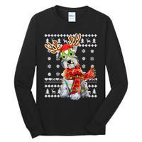 Ugly Sweater Christmas Lights Schnauzer Dog Puppy Lover Tall Long Sleeve T-Shirt