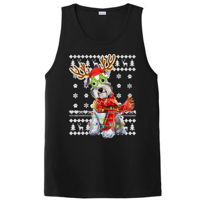 Ugly Sweater Christmas Lights Schnauzer Dog Puppy Lover PosiCharge Competitor Tank