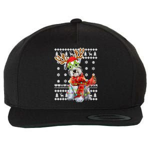 Ugly Sweater Christmas Lights Schnauzer Dog Puppy Lover Wool Snapback Cap