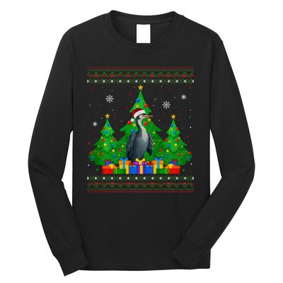 Ugly Sweater Christmas Tree Santa Hat Cormorant Xmas Long Sleeve Shirt