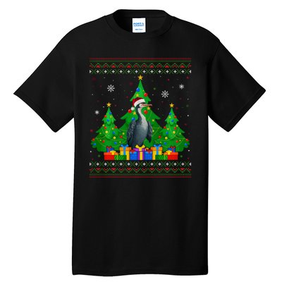 Ugly Sweater Christmas Tree Santa Hat Cormorant Xmas Tall T-Shirt