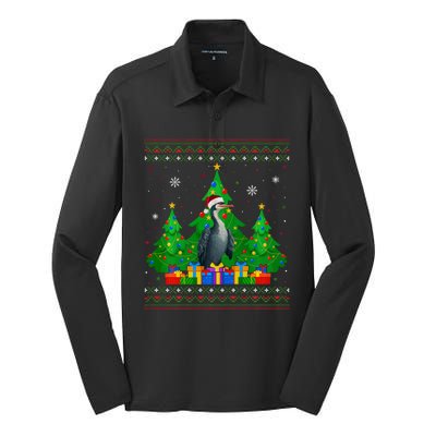 Ugly Sweater Christmas Tree Santa Hat Cormorant Xmas Silk Touch Performance Long Sleeve Polo