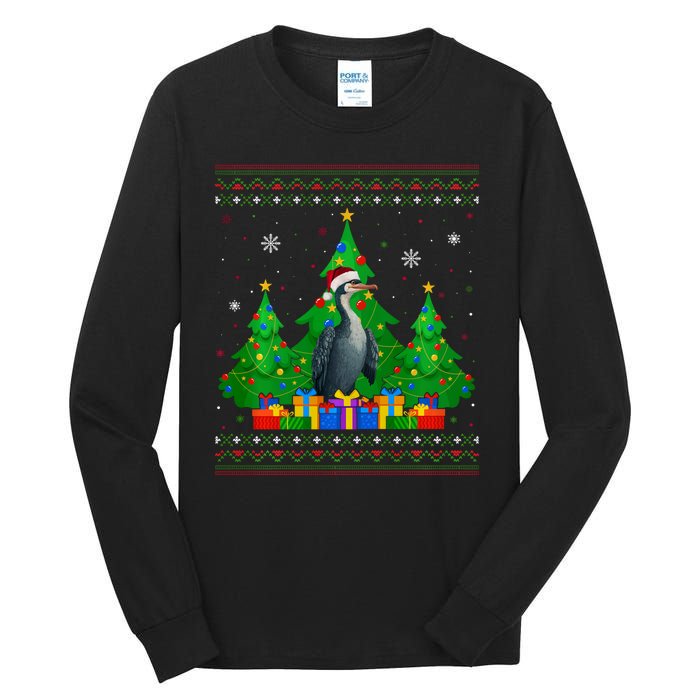 Ugly Sweater Christmas Tree Santa Hat Cormorant Xmas Tall Long Sleeve T-Shirt