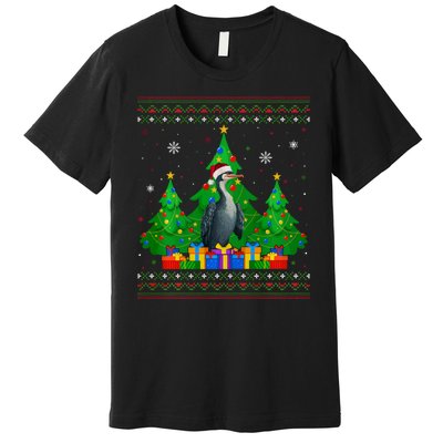 Ugly Sweater Christmas Tree Santa Hat Cormorant Xmas Premium T-Shirt