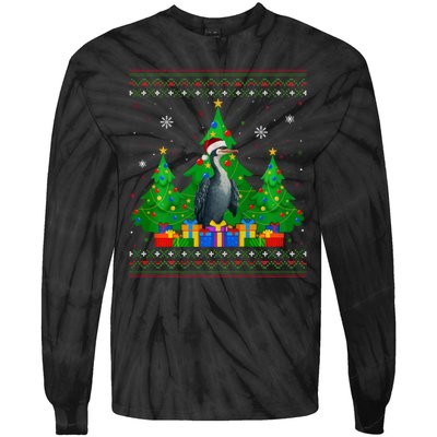 Ugly Sweater Christmas Tree Santa Hat Cormorant Xmas Tie-Dye Long Sleeve Shirt