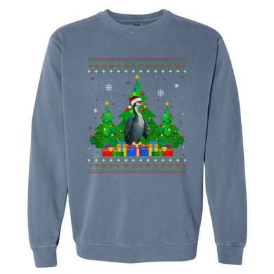 Ugly Sweater Christmas Tree Santa Hat Cormorant Xmas Garment-Dyed Sweatshirt