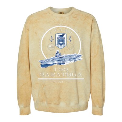 USS Saratoga CVA60 Naval Ship Military Aircraft Carrier Colorblast Crewneck Sweatshirt