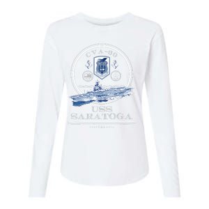 USS Saratoga CVA60 Naval Ship Military Aircraft Carrier Womens Cotton Relaxed Long Sleeve T-Shirt