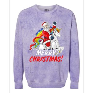 Unicorn Santa Claus Christmas Holiday Colorblast Crewneck Sweatshirt