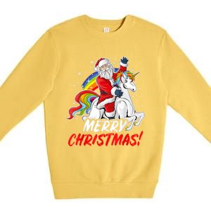 Unicorn Santa Claus Christmas Holiday Premium Crewneck Sweatshirt