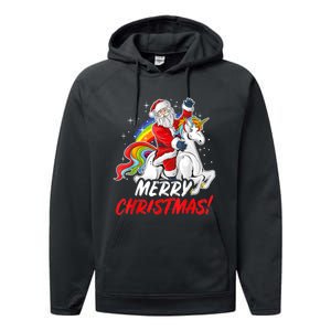 Unicorn Santa Claus Christmas Holiday Performance Fleece Hoodie