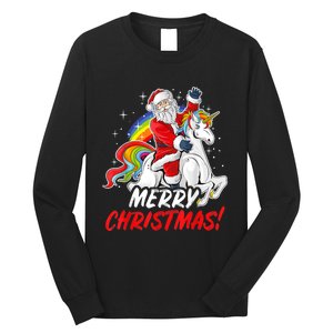 Unicorn Santa Claus Christmas Holiday Long Sleeve Shirt