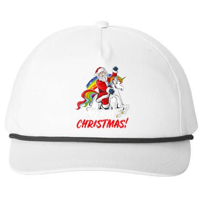 Unicorn Santa Claus Christmas Holiday Snapback Five-Panel Rope Hat