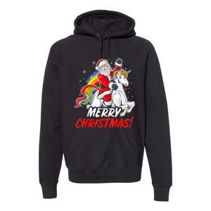 Unicorn Santa Claus Christmas Holiday Premium Hoodie