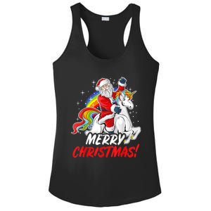 Unicorn Santa Claus Christmas Holiday Ladies PosiCharge Competitor Racerback Tank