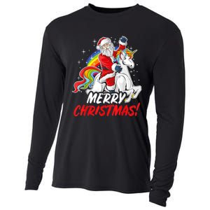 Unicorn Santa Claus Christmas Holiday Cooling Performance Long Sleeve Crew