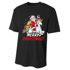 Unicorn Santa Claus Christmas Holiday Performance Sprint T-Shirt