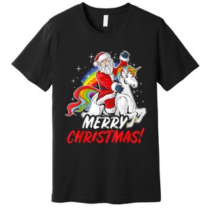 Unicorn Santa Claus Christmas Holiday Premium T-Shirt