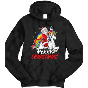 Unicorn Santa Claus Christmas Holiday Tie Dye Hoodie