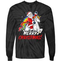 Unicorn Santa Claus Christmas Holiday Tie-Dye Long Sleeve Shirt