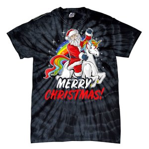 Unicorn Santa Claus Christmas Holiday Tie-Dye T-Shirt