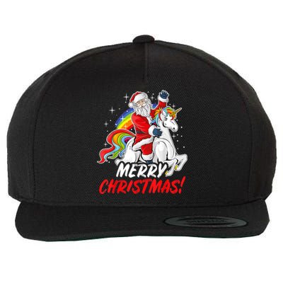 Unicorn Santa Claus Christmas Holiday Wool Snapback Cap