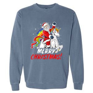 Unicorn Santa Claus Christmas Holiday Garment-Dyed Sweatshirt