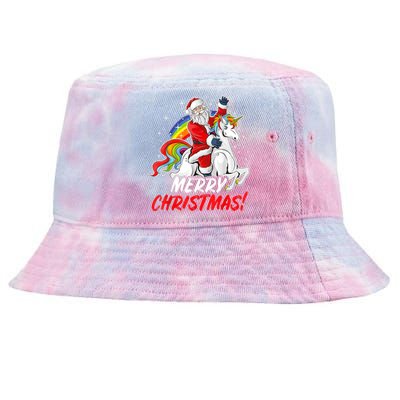 Unicorn Santa Claus Christmas Holiday Tie-Dyed Bucket Hat