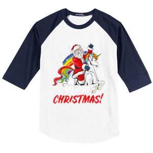 Unicorn Santa Claus Christmas Holiday Baseball Sleeve Shirt