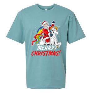 Unicorn Santa Claus Christmas Holiday Sueded Cloud Jersey T-Shirt