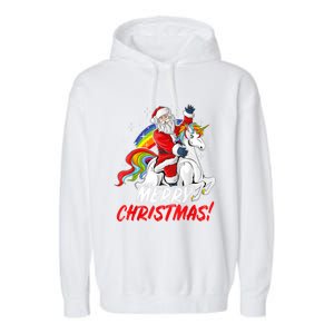 Unicorn Santa Claus Christmas Holiday Garment-Dyed Fleece Hoodie