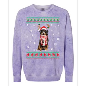 Ugly Sweater Christmas Bernese Mountain Dog Santa Reindeer Gift Colorblast Crewneck Sweatshirt