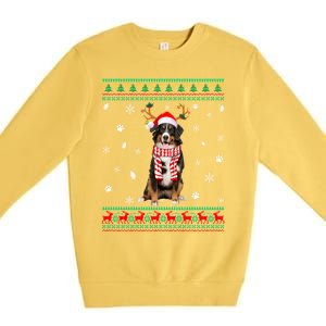 Ugly Sweater Christmas Bernese Mountain Dog Santa Reindeer Gift Premium Crewneck Sweatshirt