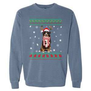 Ugly Sweater Christmas Bernese Mountain Dog Santa Reindeer Gift Garment-Dyed Sweatshirt