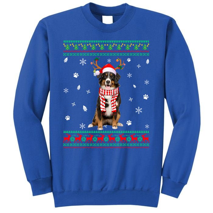 Ugly Sweater Christmas Bernese Mountain Dog Santa Reindeer Gift Tall Sweatshirt