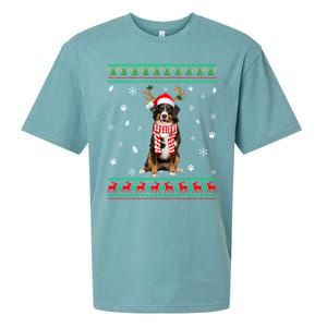 Ugly Sweater Christmas Bernese Mountain Dog Santa Reindeer Gift Sueded Cloud Jersey T-Shirt