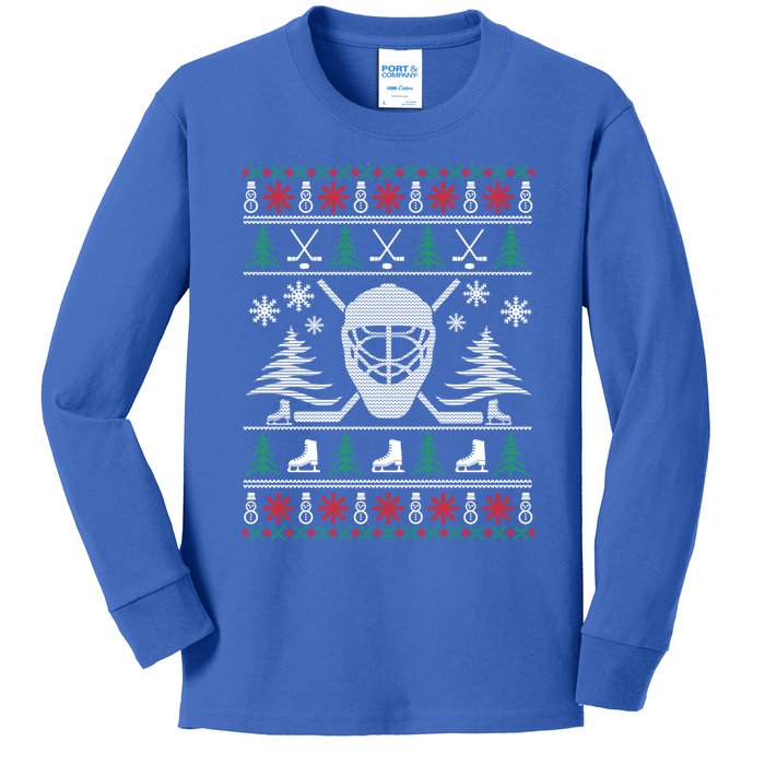 Ugly Sweater Christmas Helmet Ice Hockey For Hockey Lovers Great Gift Kids Long Sleeve Shirt