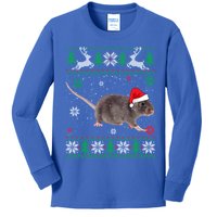 Ugly Sweater Christmas Rat Lover Santa Hat Animals Gift Kids Long Sleeve Shirt