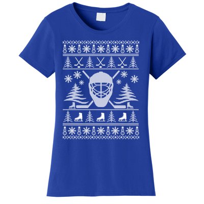 Ugly Sweater Christmas Helmet Ice Hockey For Hockey Lovers Gift Women's T-Shirt