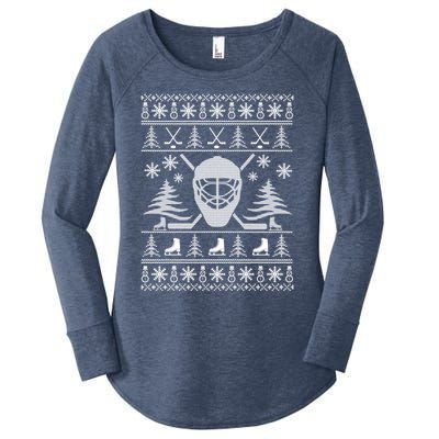 Ugly Sweater Christmas Helmet Ice Hockey For Hockey Lovers Gift Women's Perfect Tri Tunic Long Sleeve Shirt