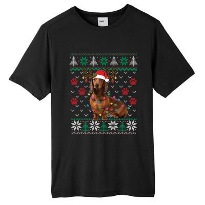 Ugly Sweater Christmas Dachshund Dog Santa Reindeer Gift Tall Fusion ChromaSoft Performance T-Shirt