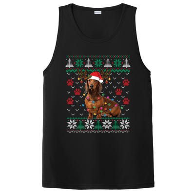 Ugly Sweater Christmas Dachshund Dog Santa Reindeer Gift PosiCharge Competitor Tank