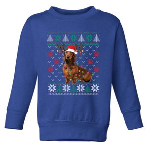 Ugly Sweater Christmas Dachshund Dog Santa Reindeer Gift Toddler Sweatshirt