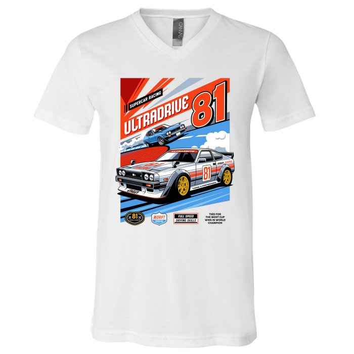 Ultradrive Super Car Racing V-Neck T-Shirt