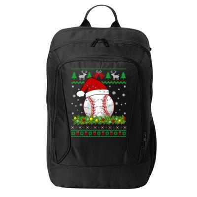 Ugly Sweater Christmas Lights Baseball Player Sport Xmas Gift City Backpack