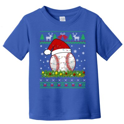 Ugly Sweater Christmas Lights Baseball Player Sport Xmas Gift Toddler T-Shirt